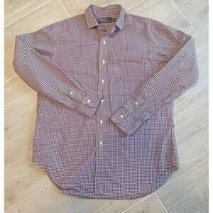 Polo Ralph Lauren Button Down Shirt Mens M Warm Brown Check Long Slv NO Pony